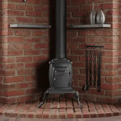 Logwood EPA-Exempt Cast Iron Wood Stove  900 Sq. Ft. Heating Capacity, Efficient & Durable Design