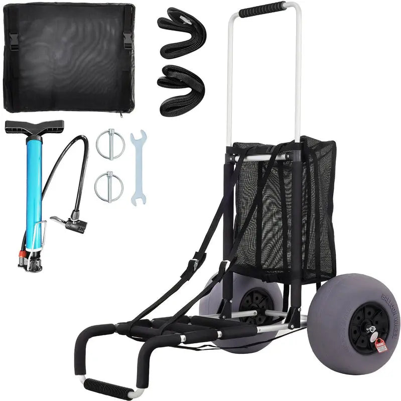 Heavy-Duty Folding Beach Cargo Cart: 165-LB Capacity, All-Terrain Balloon Tires