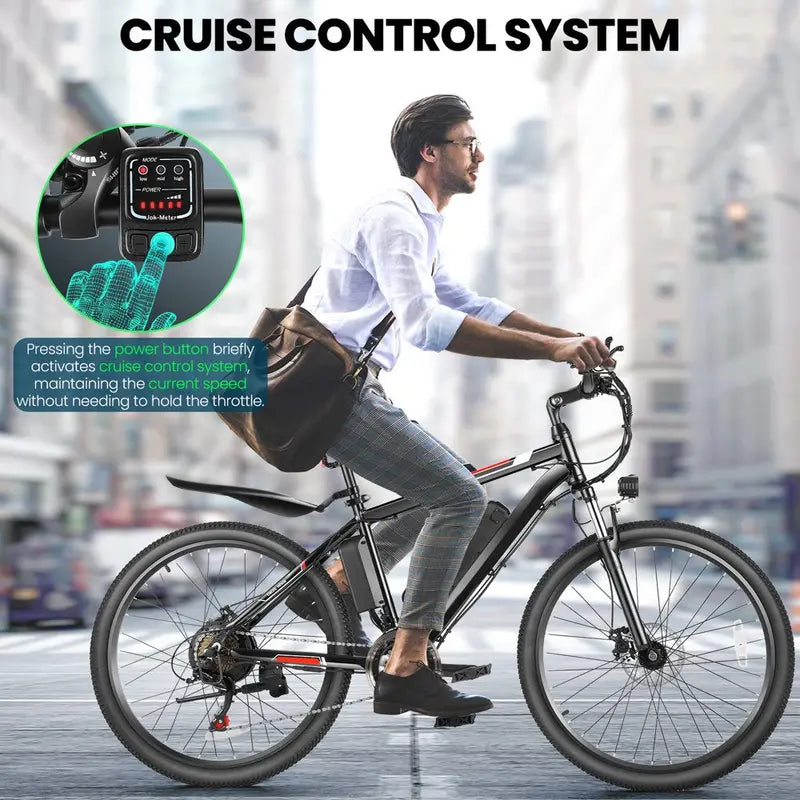 500W 26-Inch Adult Electric Bike with Cruise Control & LCD Display