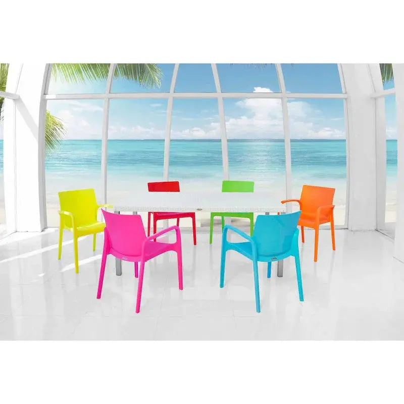 Alissa All-Weather Stackable Dining Armchairs  Resin Outdoor Seating Set of 2