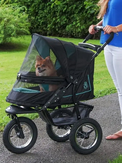 Pet Gear No-Zip NV Pet Stroller for Cats/Dogs, Zipperless Entry, One-Hand Fold, Gel Tires, Plush Pad, Weather Cover, Skyline