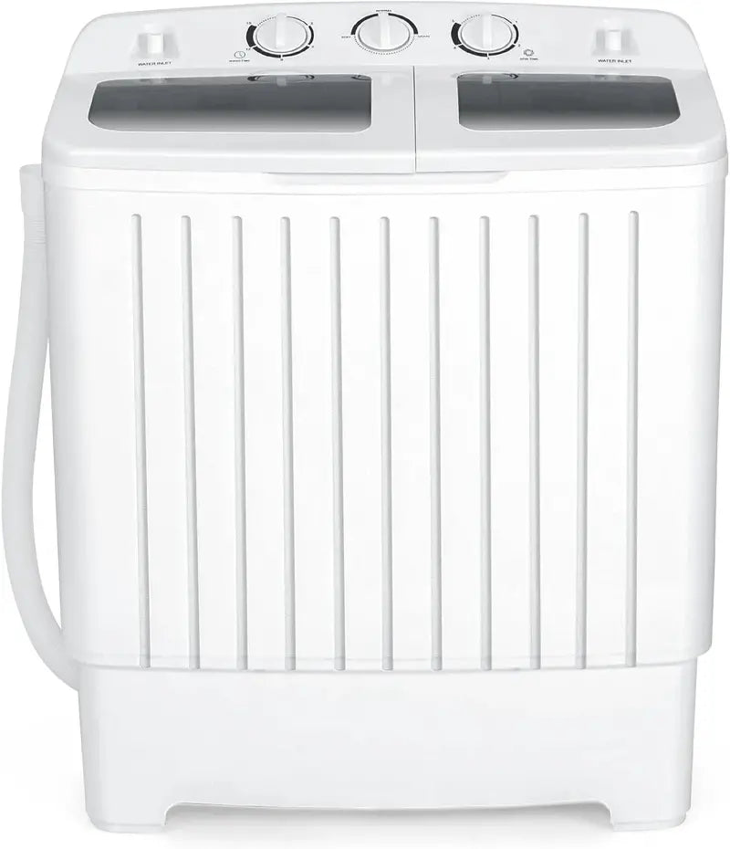 Compact Twin-Tub Portable Washing Machine  12-Lb Wash + 8-Lb Spin Capacity, Timer-Controlled, RV- and Apartment-Friendly (Grey/White)