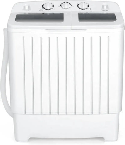 Compact Twin-Tub Portable Washing Machine  12-Lb Wash + 8-Lb Spin Capacity, Timer-Controlled, RV- and Apartment-Friendly (Grey/White)