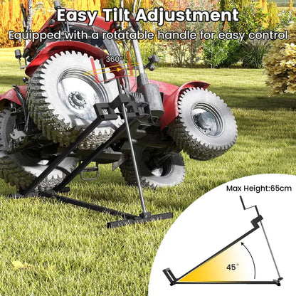 880-Pound Capacity Folding Lawn Mower Lift with Manual Handle and Adjustable Height