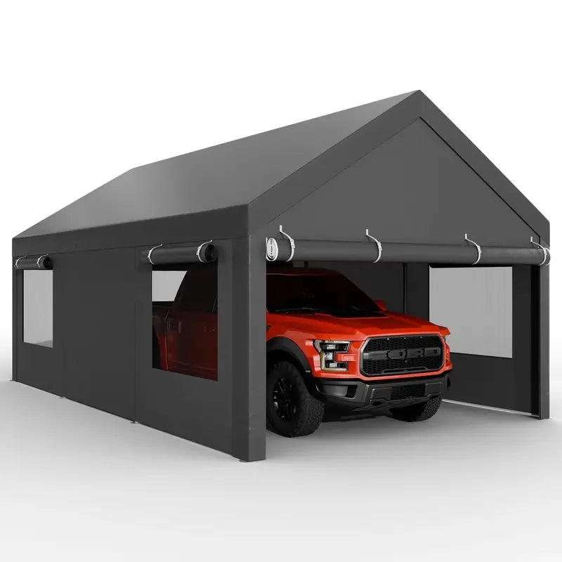 JYQAQA 12×20 FT Heavy-Duty Carport Canopy  All-Season, UV-Resistant Shelter for Vehicle Protection