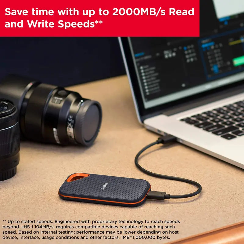 SanDisk Extreme PRO Portable SSD  1TB, Up to 2000MB/s Transfer Speed, Rugged Design