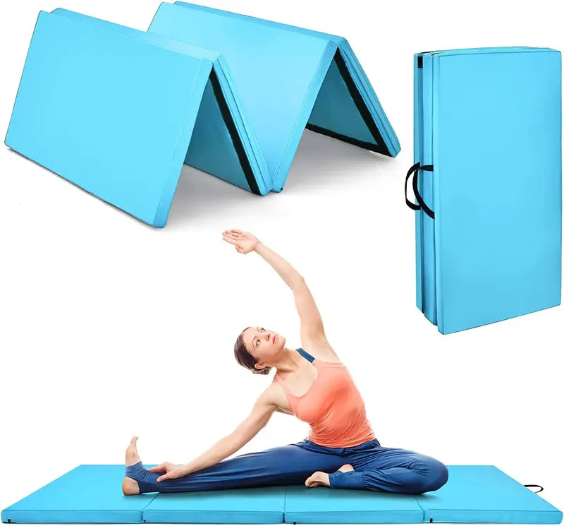 8′ x 4′ Four-Fold Gymnastics Mat  2-Inch Thick Tumbling Pad with Carry Handles