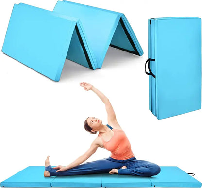 8′ x 4′ Four-Fold Gymnastics Mat  2-Inch Thick Tumbling Pad with Carry Handles