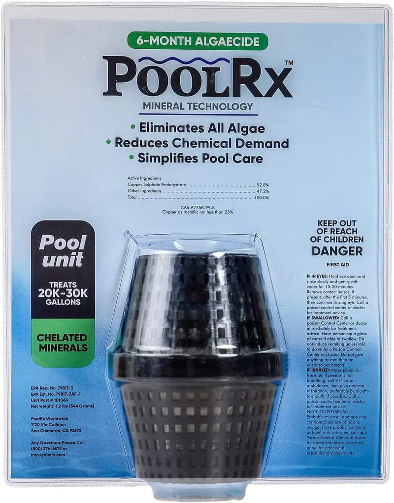 PoolRx Algaecide Unit #101066  6-Month Treatment for 20K30K-Gallon Pools, Simplified Maintenance