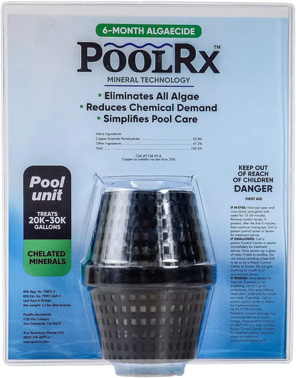 PoolRx Algaecide Unit #101066  6-Month Treatment for 20K30K-Gallon Pools, Simplified Maintenance