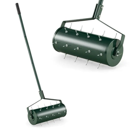Weighted Rolling Lawn Aerator for Soil Aeration and Seeding