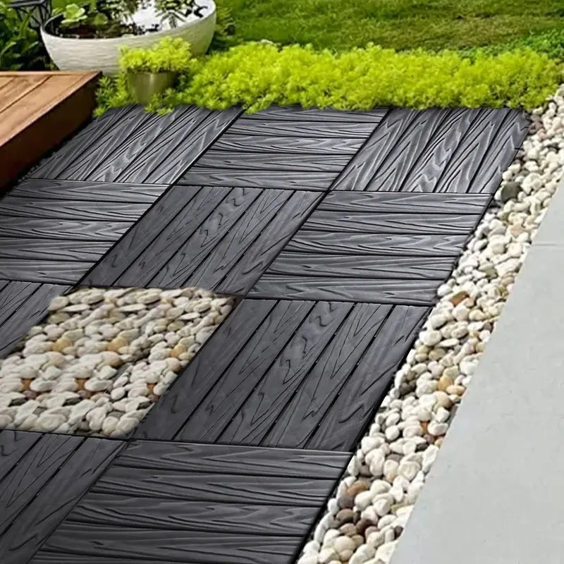 76-Pack Interlocking Plastic Deck Tiles  68.8 Sq. Ft. All-Weather, Waterproof Outdoor Flooring