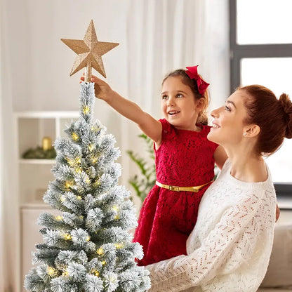 5-Foot Premium Pre-Lit Snow-Flocked Artificial Christmas Tree with 140 RGB LEDs & 9 Lighting Effects