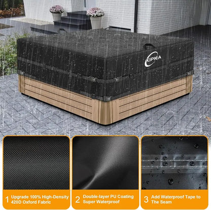 Heavy-Duty Waterproof Hot Tub Cover: 85″ x 85″ x 20″, UV-Resistant Polyester Spa Protector