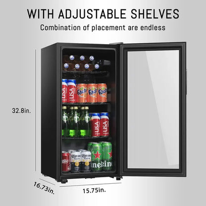 HAILANG Freestanding Beverage Refrigerator  105-Can Capacity, Energy-Efficient Cooling Unit
