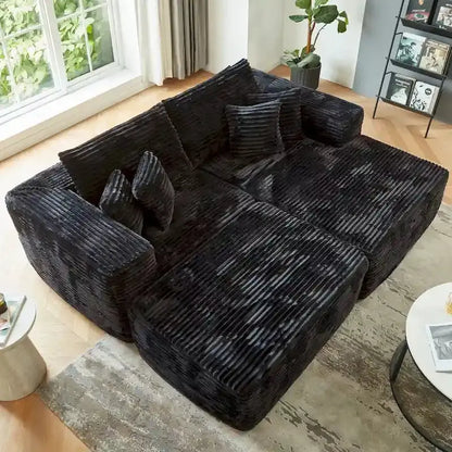 Hooowooo Plush L-Shaped Sectional Sofa  Modular Design with Detachable Ottoman