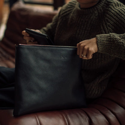 Flight Folio - Black Leather