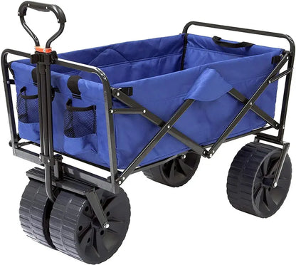 Mac Sports Heavy-Duty All-Terrain Folding Beach Wagon  Blue/Black Utility Cart