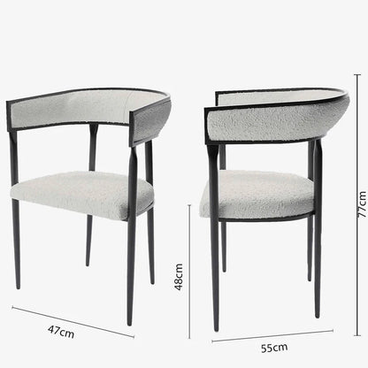 Chaise de salle   manger design dossier arrondi bouclette gris cr me Aurore