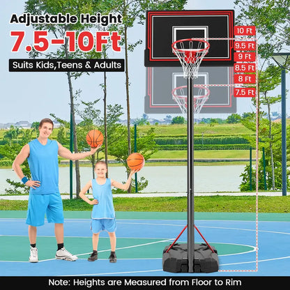 Height-Adjustable Portable Basketball Hoop  Outdoor Goal System with 44″ Shatterproof Backboard (7.510 ft range)