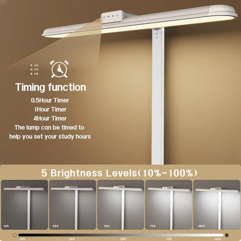 Dimmable Dual-Head LED Desk Lamp  24W, 5 Color Temperatures & Brightness Levels, Gooseneck Design
