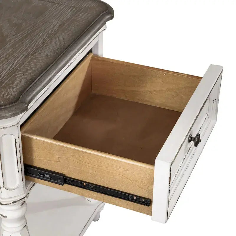 Magnolia Manor Nightstand with Antique White Finish and Classic Leg Design