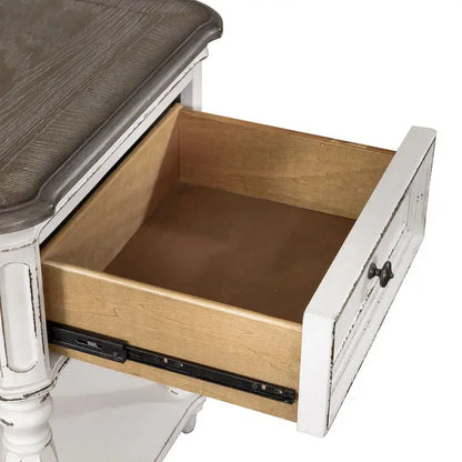 Magnolia Manor Nightstand with Antique White Finish and Classic Leg Design