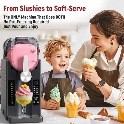All-in-One Slushie Machine  No Ice Required, Real-Time Temp Display & Auto-Clean Function for Frozen Drinks