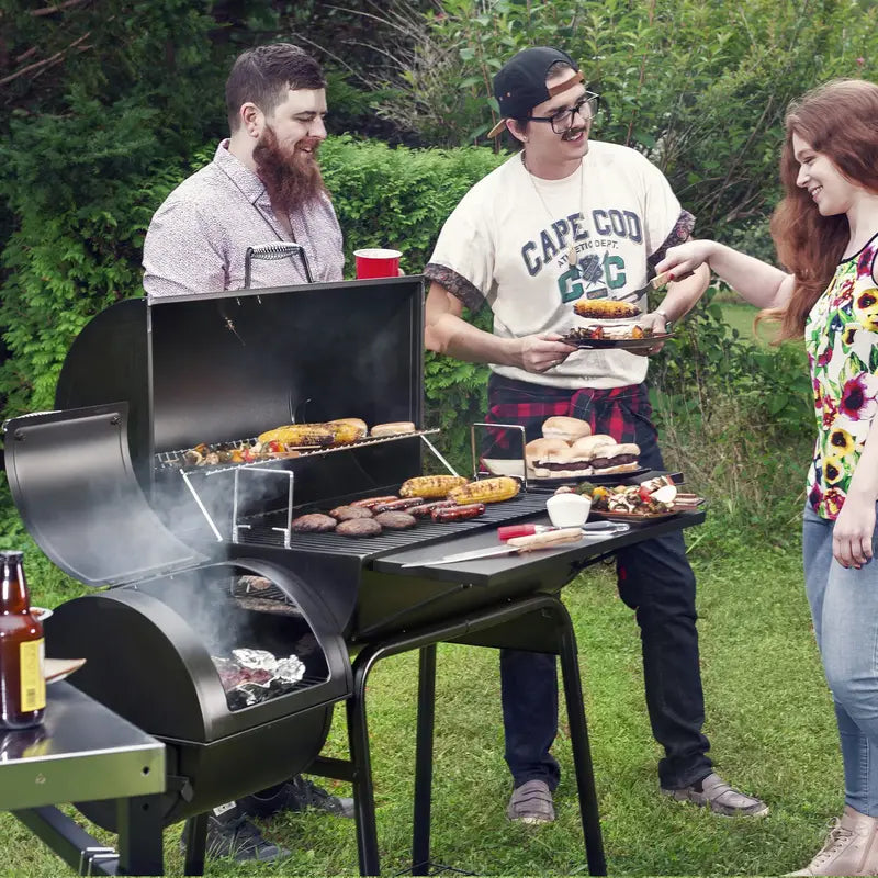 Royal Gourmet 30-Inch Charcoal Grill and Offset Smoker Combo  Dual-Function BBQ Cooking Station