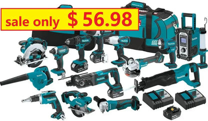 Premium 15-Piece Cordless Power Tool Combo Kit  Includes Fast-Charging Battery Pack