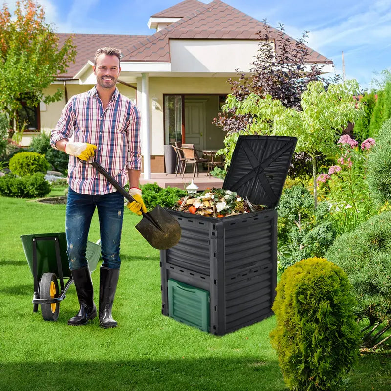 Large 80-Gallon Outdoor Compost Bin  300L Aeration-Friendly Design