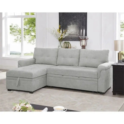 Convertible Modular Sectional Sofa  Reversible Design with Sleeper Bed & Concealed Chaise Compartment