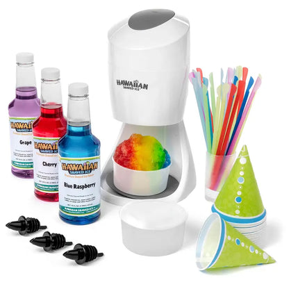 Hawaiian Shaved Ice S900A Electric Machine Kit with Syrups and Accessories for Snow Cones