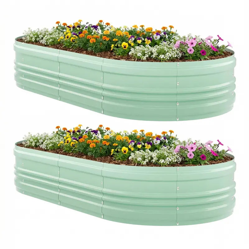 WORKPRO Twin Galvanized Raised Garden Beds  8′ x 4′ x 1′, Easy-Assembly Outdoor Planters