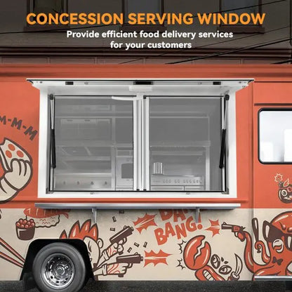 Heavy-Duty Aluminum Food Truck Concession Window  Sliding Screens, Awning Door & Locking System