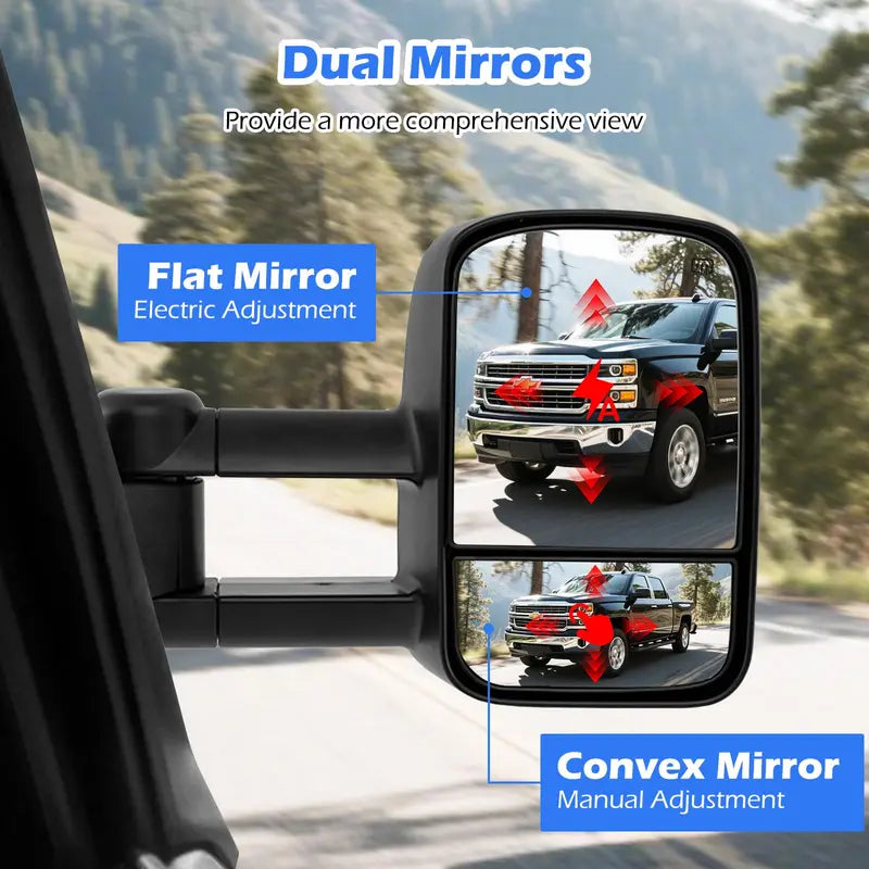 Heated Towing Mirrors Compatible with 20072012 Chevy Silverado & GMC Sierra 15003500