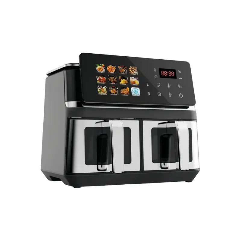 10L Dual-Basket Smart Air Fryer  Black Stainless Steel Build