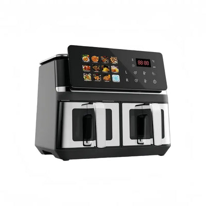 10L Dual-Basket Smart Air Fryer  Black Stainless Steel Build