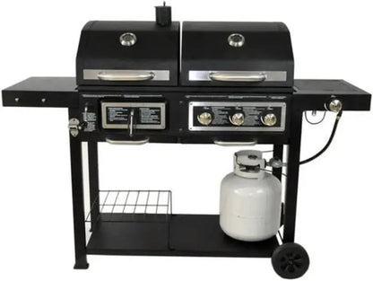 Dual-Fuel Outdoor Grill: Charcoal + Propane Hybrid Cooking System