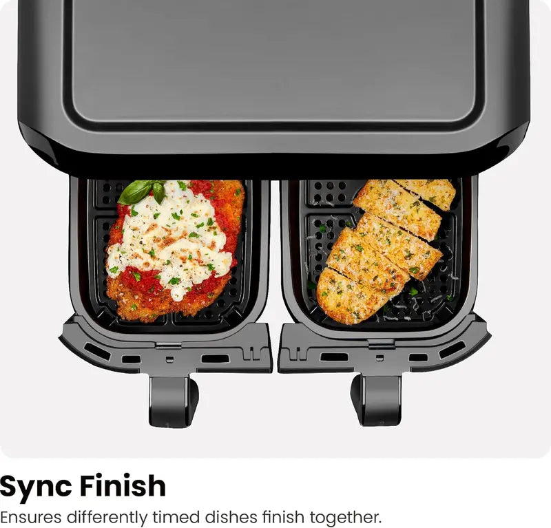 Chefman Dual Basket Air Fryer  6-Quart Digital Touchscreen Model with Independent Cooking Zones