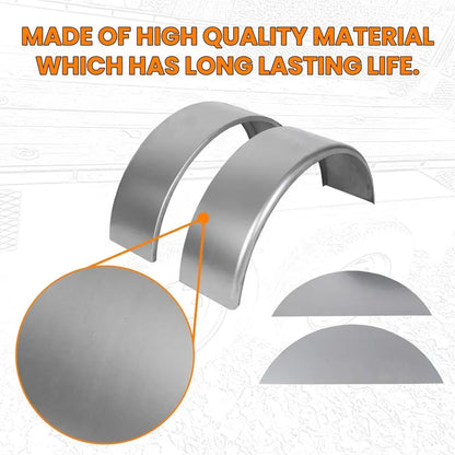 HECASA 16-Gauge Steel Trailer Fenders for 14-16″ Wheels, 32″x9″x15″, 2-Pack with Backs