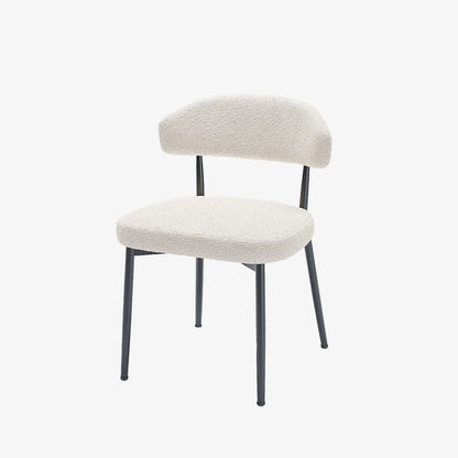 Lot de 2 chaises de salle   manger en tissu bouclette blanche & m tal noir Mona