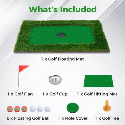 Rectangular Floating Pool Golf Green  Compact Chipping Mat Set with Accessories (35.5¡å x 23.5¡å)