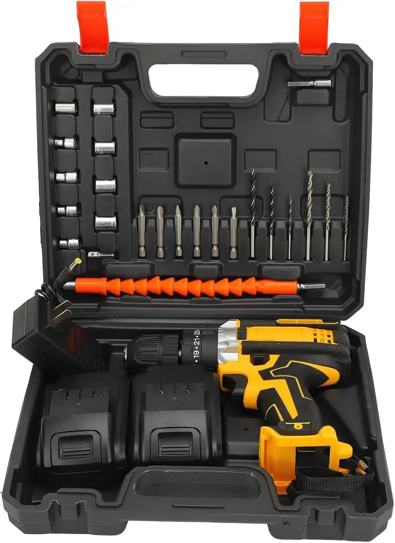 21V Lithium Cordless Drill Driver Kit  Dual Batteries + Charger Included