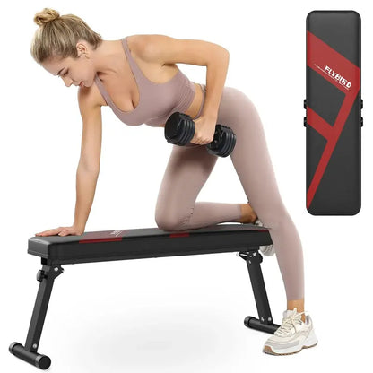 FLYBIRD Foldable Flat Weight Bench, Compact & Durable for Home Gym, Supports 600 lbs, Easy Assembly, Adjustable Foot Caps