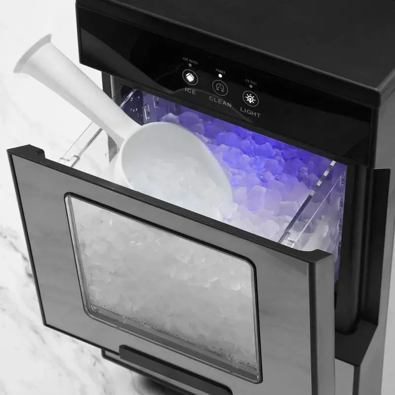 44-Lb Nugget Ice Maker  Compact Stainless Steel Icemachine with Auto Shut-Off and Chewable Ice Output