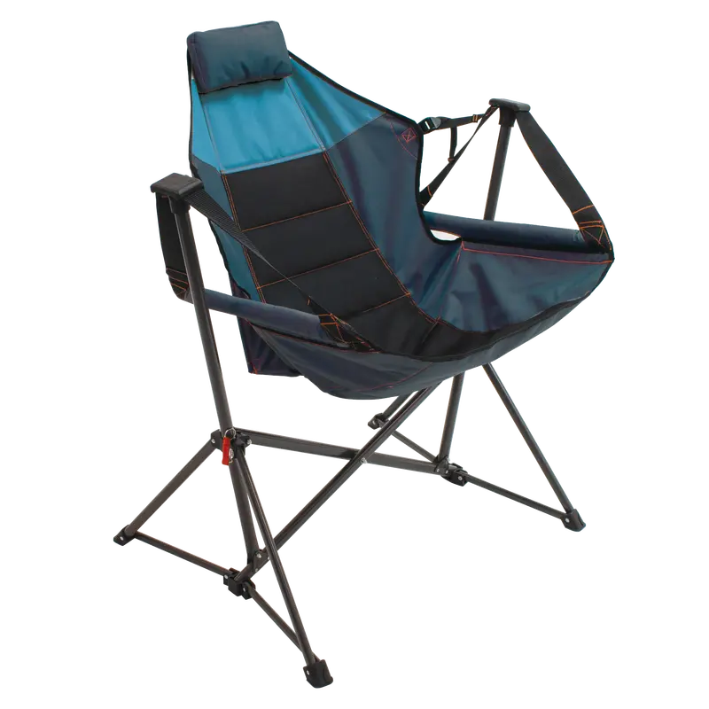 RIO Gear Swinging Hammock Chair, Navy  Portable Steel Frame with Headrest, Lightweight for Camping & Backyard Relaxation