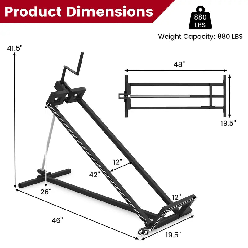 880-Pound Capacity Folding Lawn Mower Lift with Manual Handle and Adjustable Height
