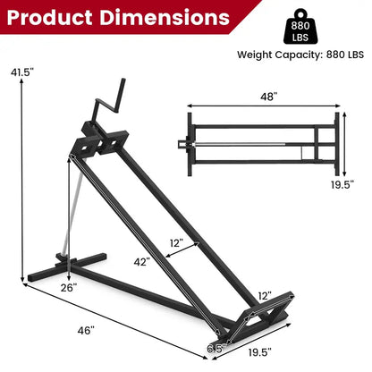 880-Pound Capacity Folding Lawn Mower Lift with Manual Handle and Adjustable Height