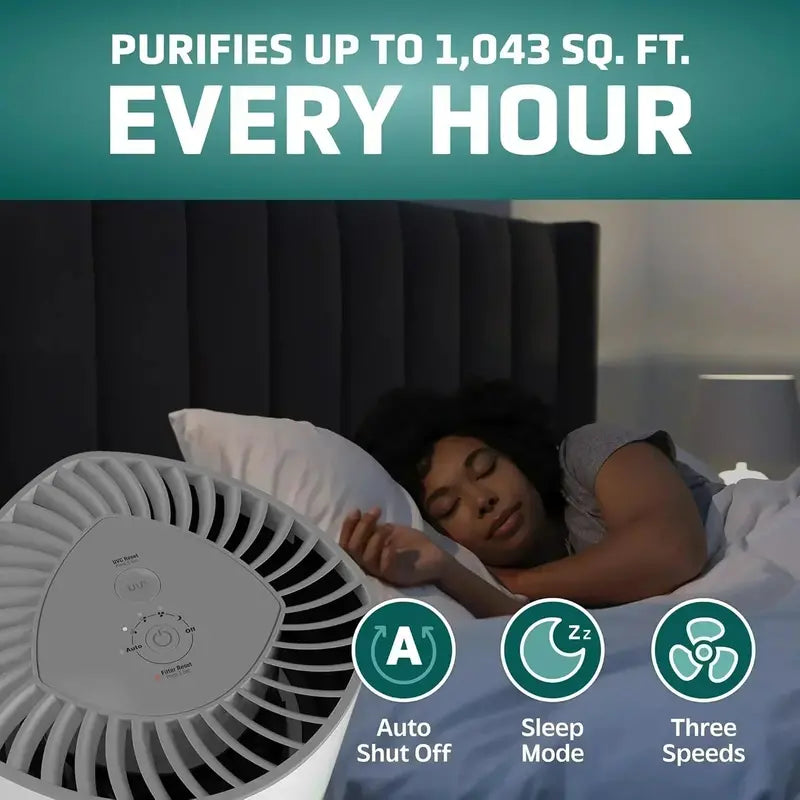 Wildfire Smoke & Pet Hair Air Purifier  High-Capacity HEPA Unit for Large Spaces up to 1043 sq. ft